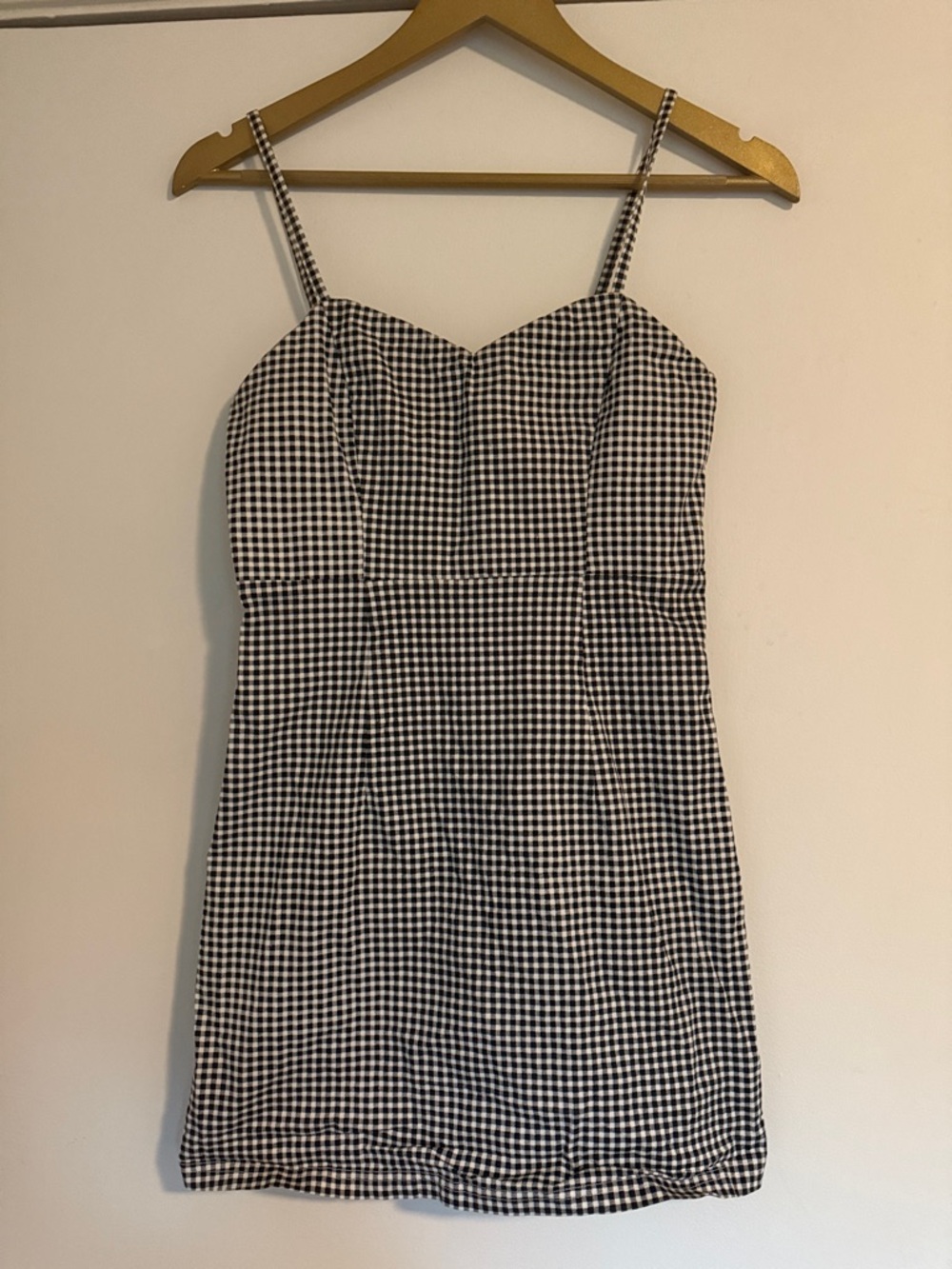Forever 21 Black and White Gingham Spaghetti Strap Mini Dress